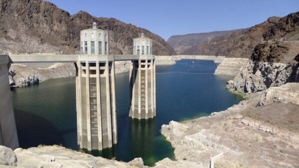 Hoover Dam Lake Mead Mountains Water line