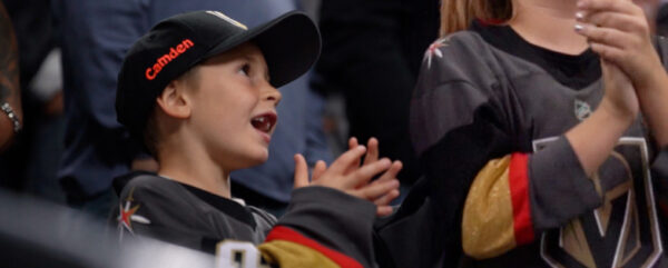 Kid cheering on the Golden Knights of Las Vegas