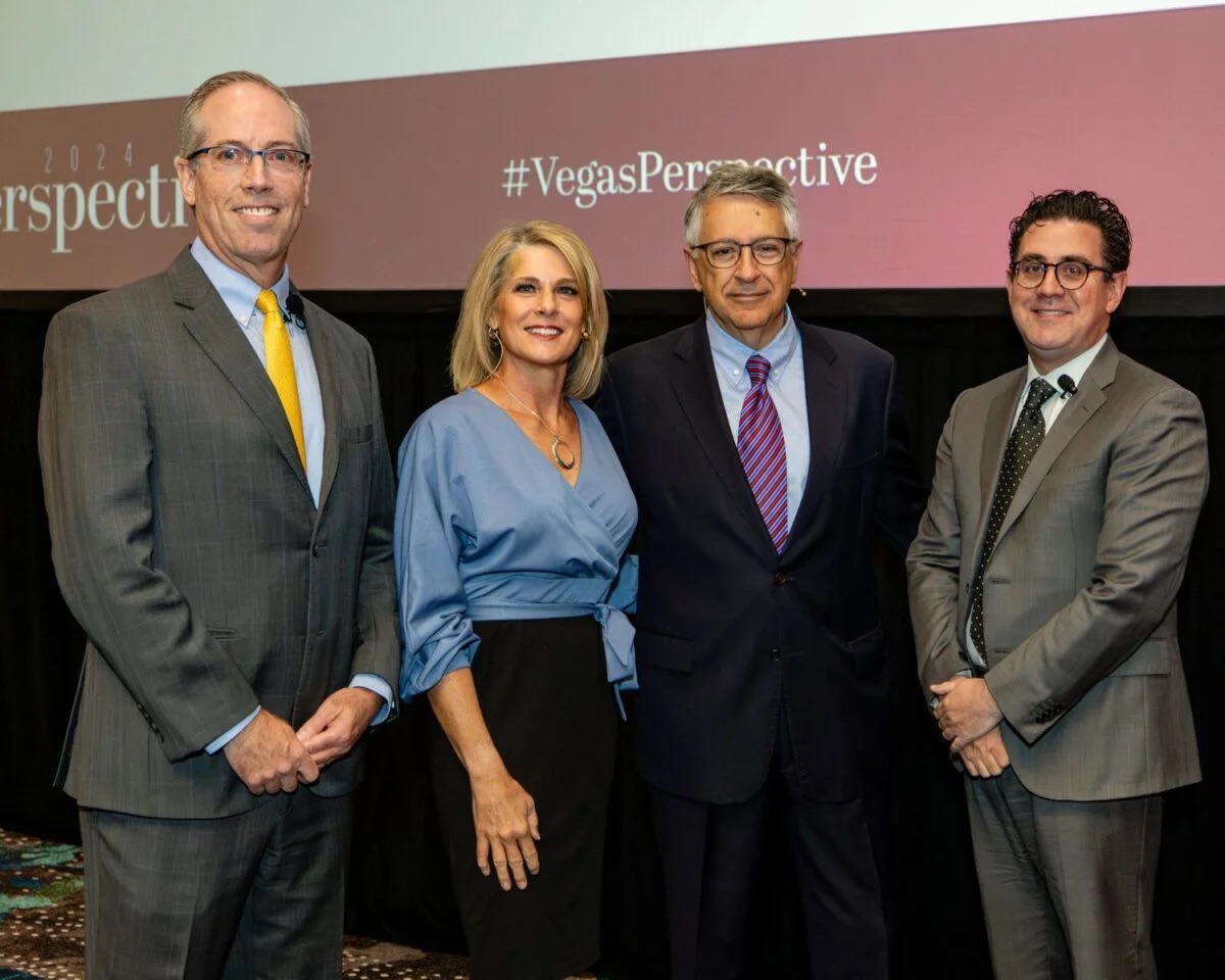 Group of people pose at the LVGEA Las Vegas Perspective 2024 event