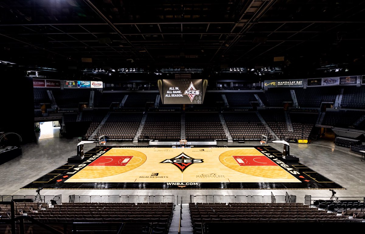 An inside view of Michelob Ultra Arena where the Las Vegas Aces, a WNBA team, play