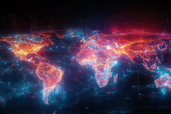 Global map lit up in bright colors