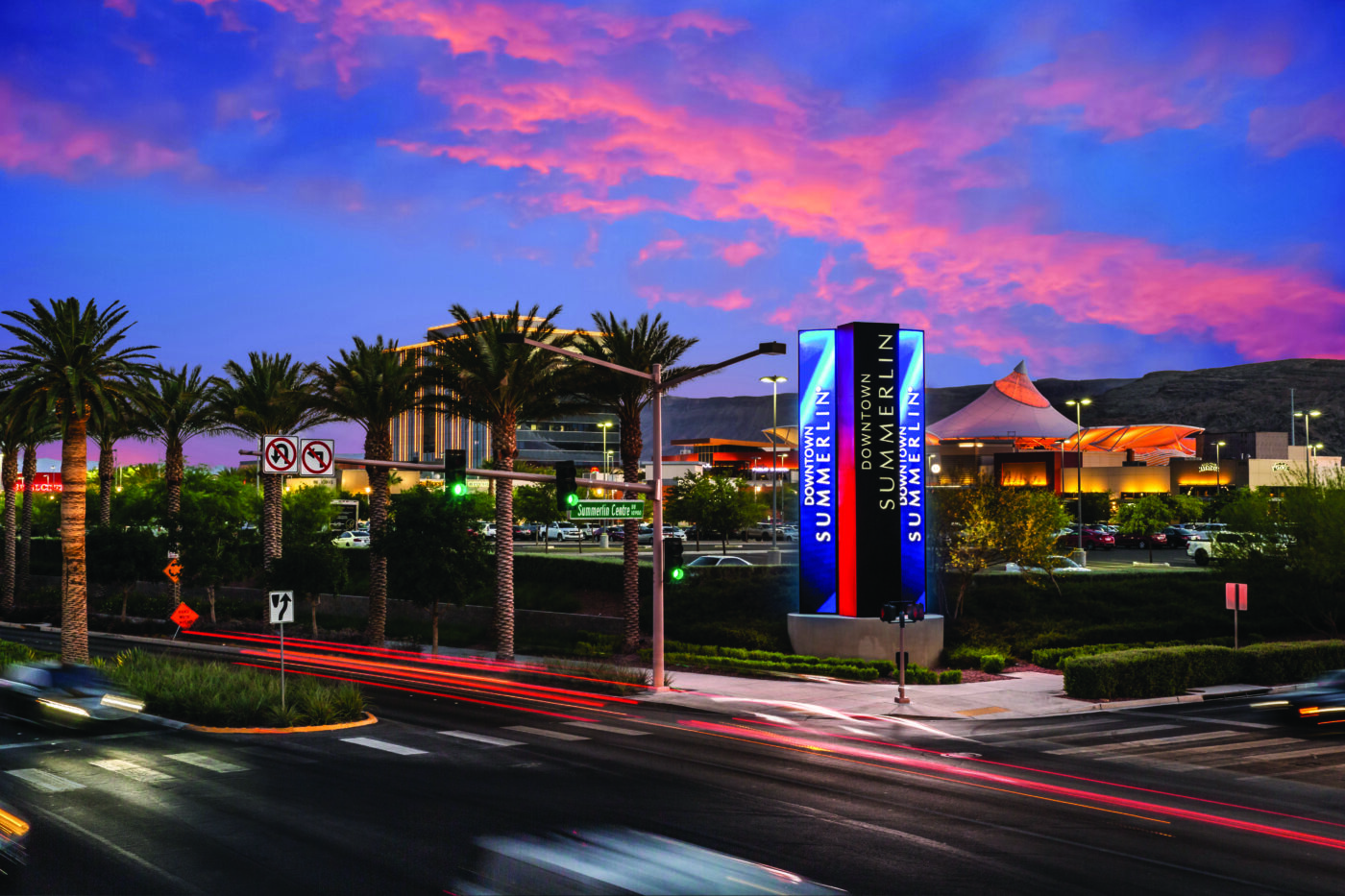 Downtown Summerlin at dusk Las Vegas Mixed-Use Projects