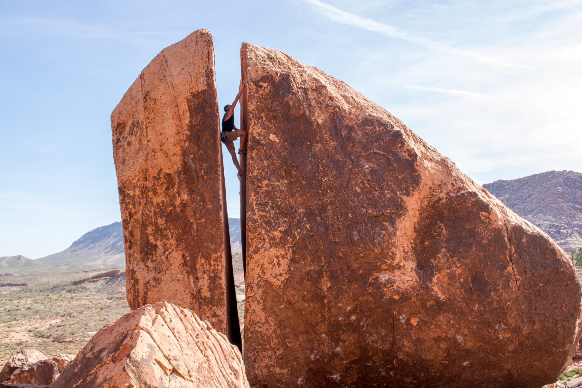 Las Vegas rock climbing includes bouldering, too.